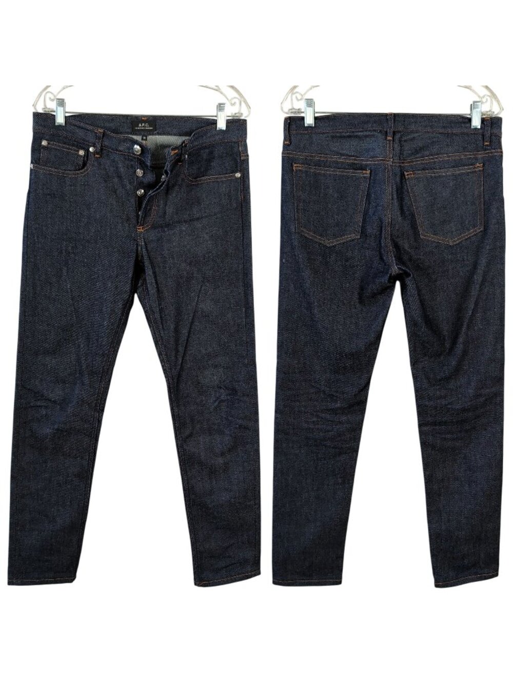 A.P.C. Petit New Standard Jeans Men's 30 Dark Indigo Stretch Denim Button Fly